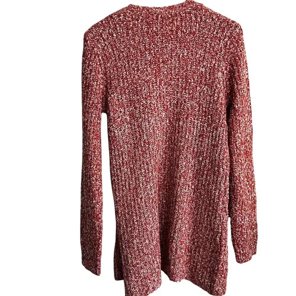 Steve Madden Odetta Marled Cardigan Sweater S NWOT Pink White Red Long Line - Picture 2 of 6